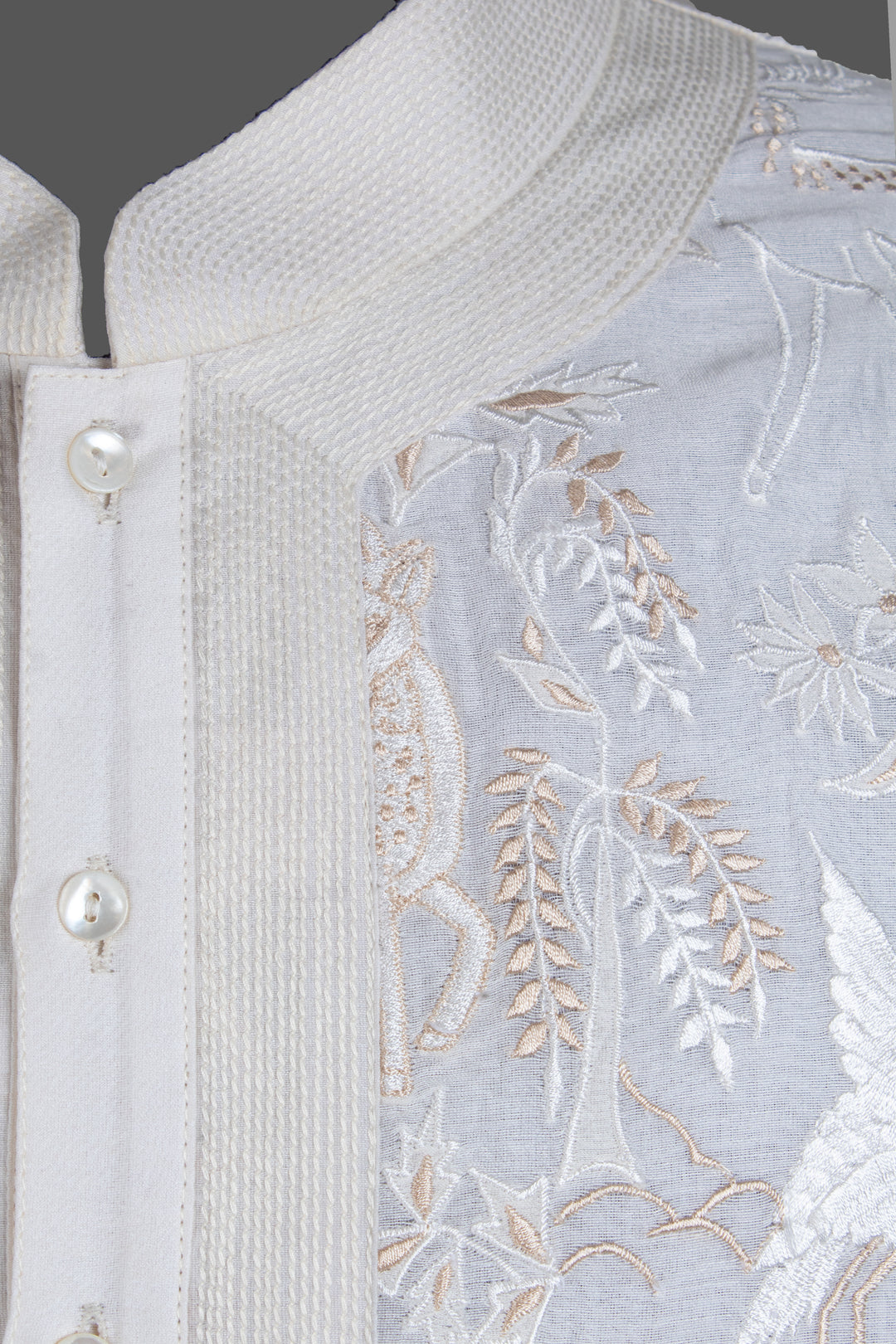 Off-White Chanderi Kurta for Men | Jaal Embroidered Designer Kurta | Wedding & Festive Wear