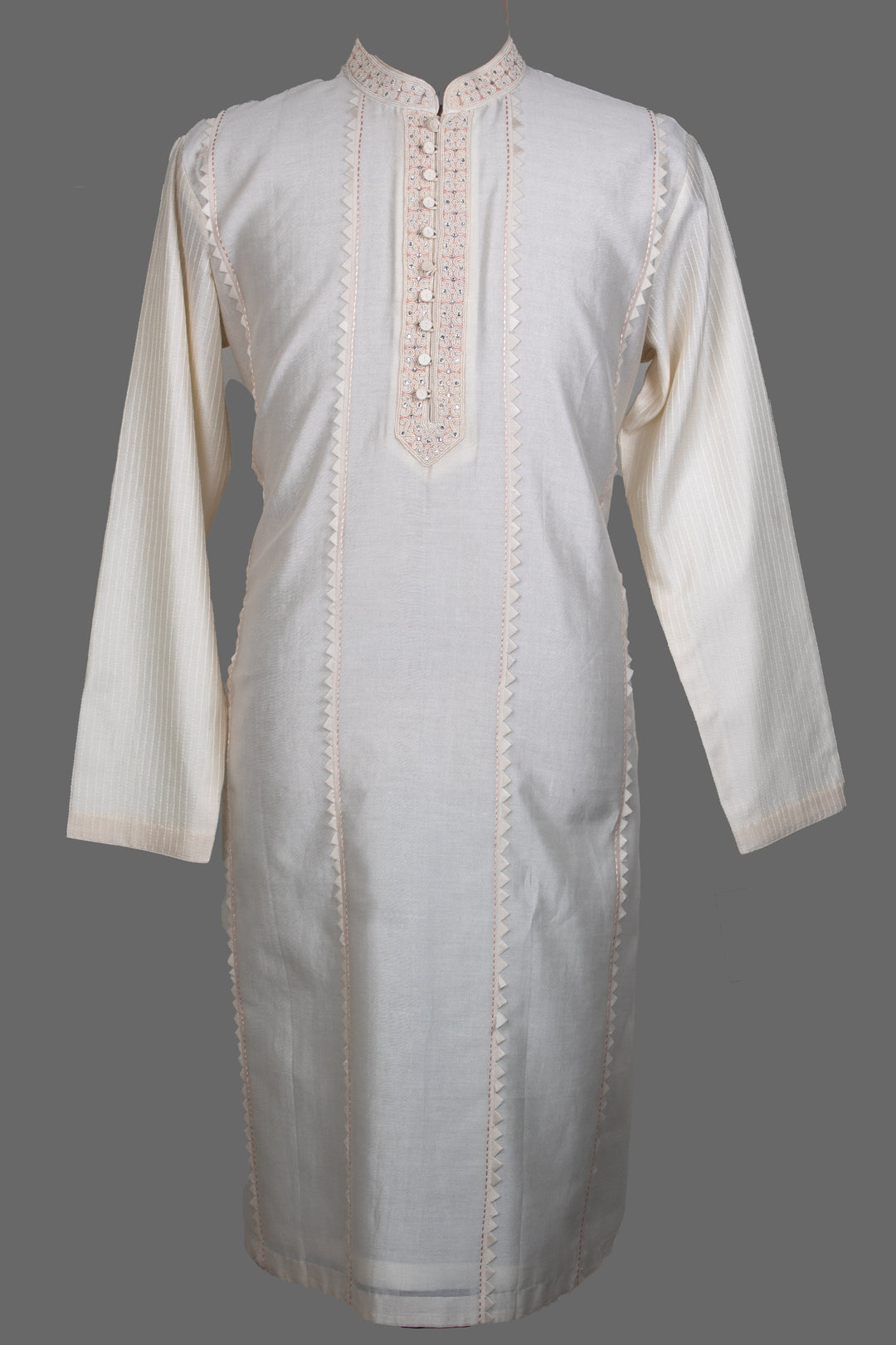 Off-White Chanderi Kurta for Men | Hand Embroidered Designer Kurta | Festive & Wedding Wear