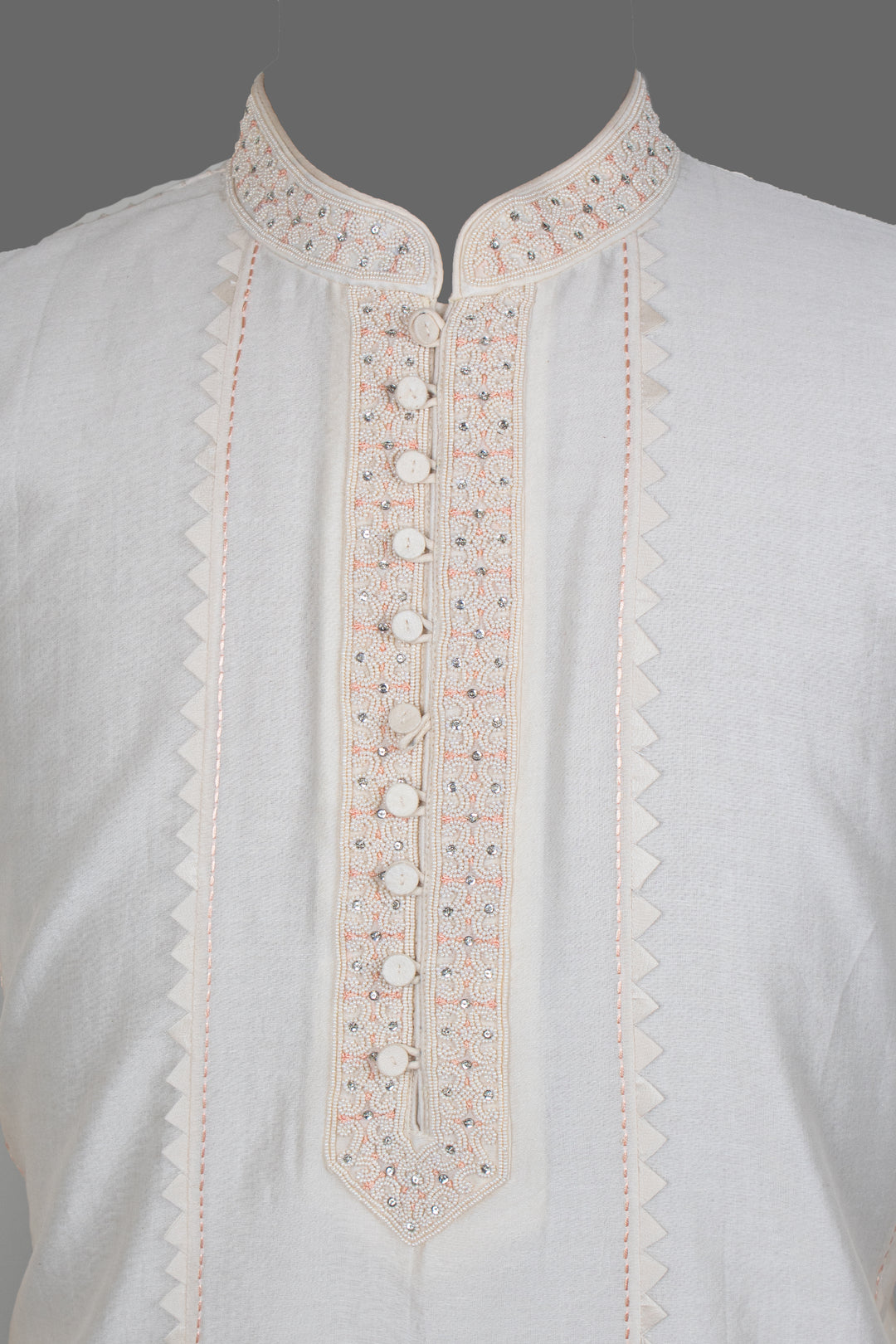 Off-White Chanderi Kurta for Men | Hand Embroidered Designer Kurta | Festive & Wedding Wear