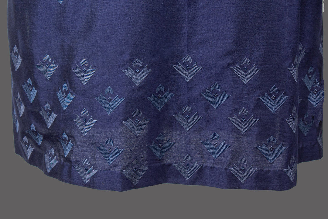 Navy Blue Silk Bandhgala Set for Men | Embroidered Designer Bandhgala with Kurta & Pant | Wedding & Festive Wear