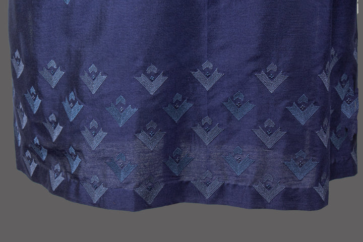 Navy Blue Silk Bandhgala Set for Men | Embroidered Designer Bandhgala with Kurta & Pant | Wedding & Festive Wear