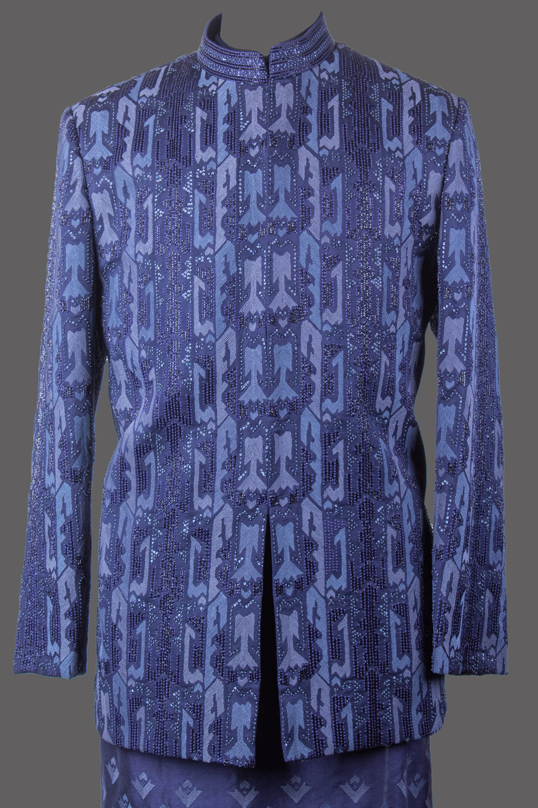 Navy Blue Silk Bandhgala Set for Men | Embroidered Designer Bandhgala with Kurta & Pant | Wedding & Festive Wear