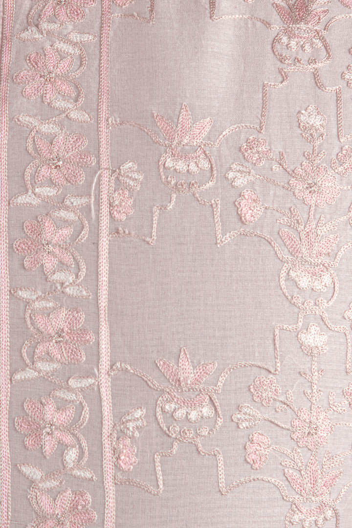Pink Chanderi Kurta for Men | Aari Jaal Embroidered Designer Kurta | Luxury Wedding & Festive Wear