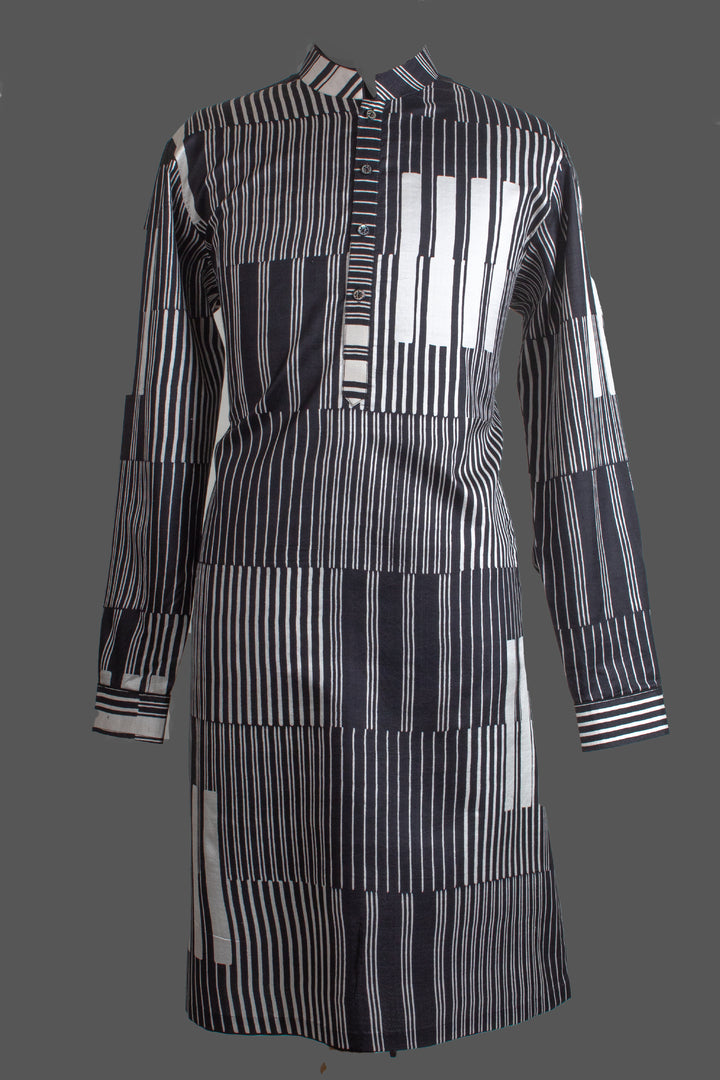 Black & White Silk Printed Kurta for Men | Designer Ethnic Kurta | Festive &amp; Contemporary Wear