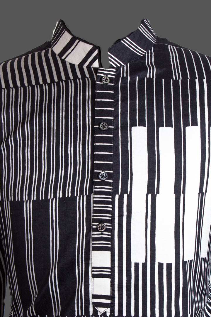 Black & White Silk Printed Kurta for Men | Designer Ethnic Kurta | Festive &amp; Contemporary Wear