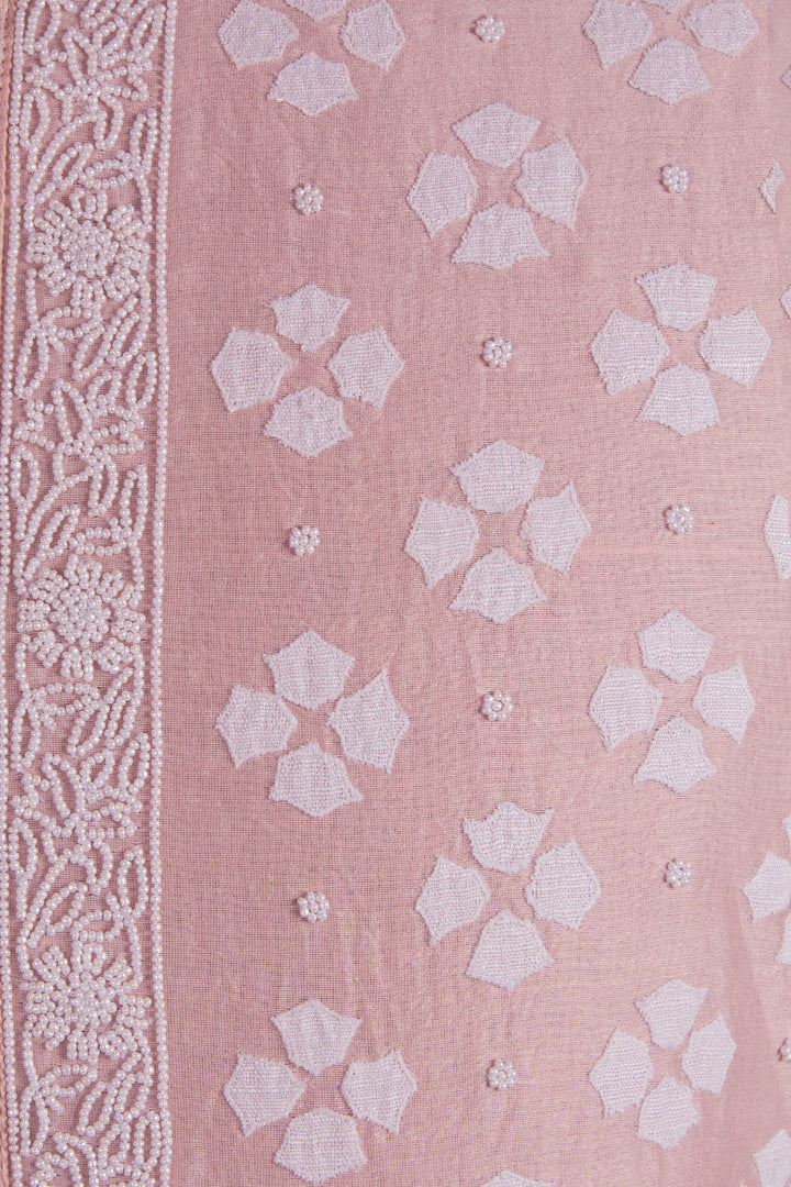 Pink Chanderi Kurta for Men | Patch &amp; Moti Work Designer Kurta | Premium Festive &amp; Wedding Wear