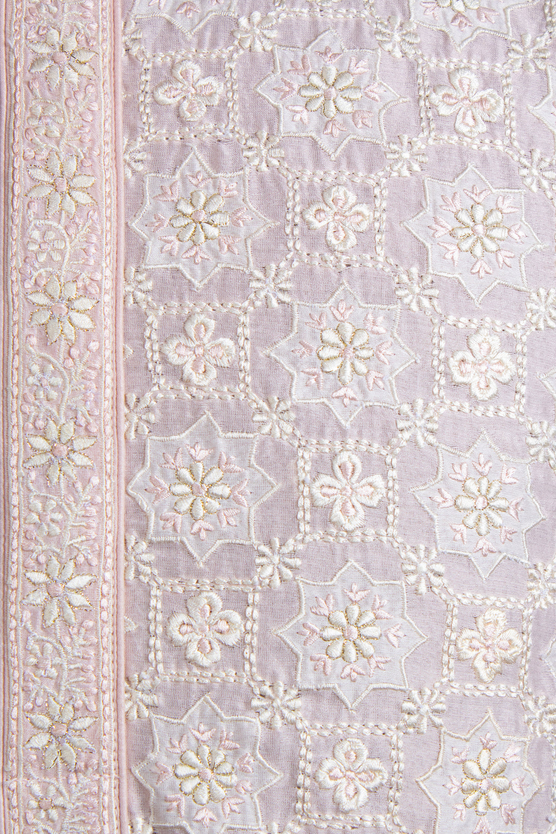 Pink Chanderi Kurta for Men | Geometric Patch Jaal Embroidered Kurta | Designer Wedding & Festive Wear