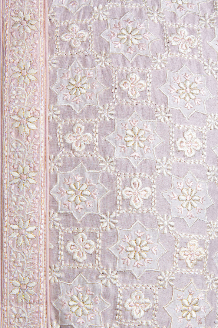 Pink Chanderi Kurta for Men | Geometric Patch Jaal Embroidered Kurta | Designer Wedding & Festive Wear