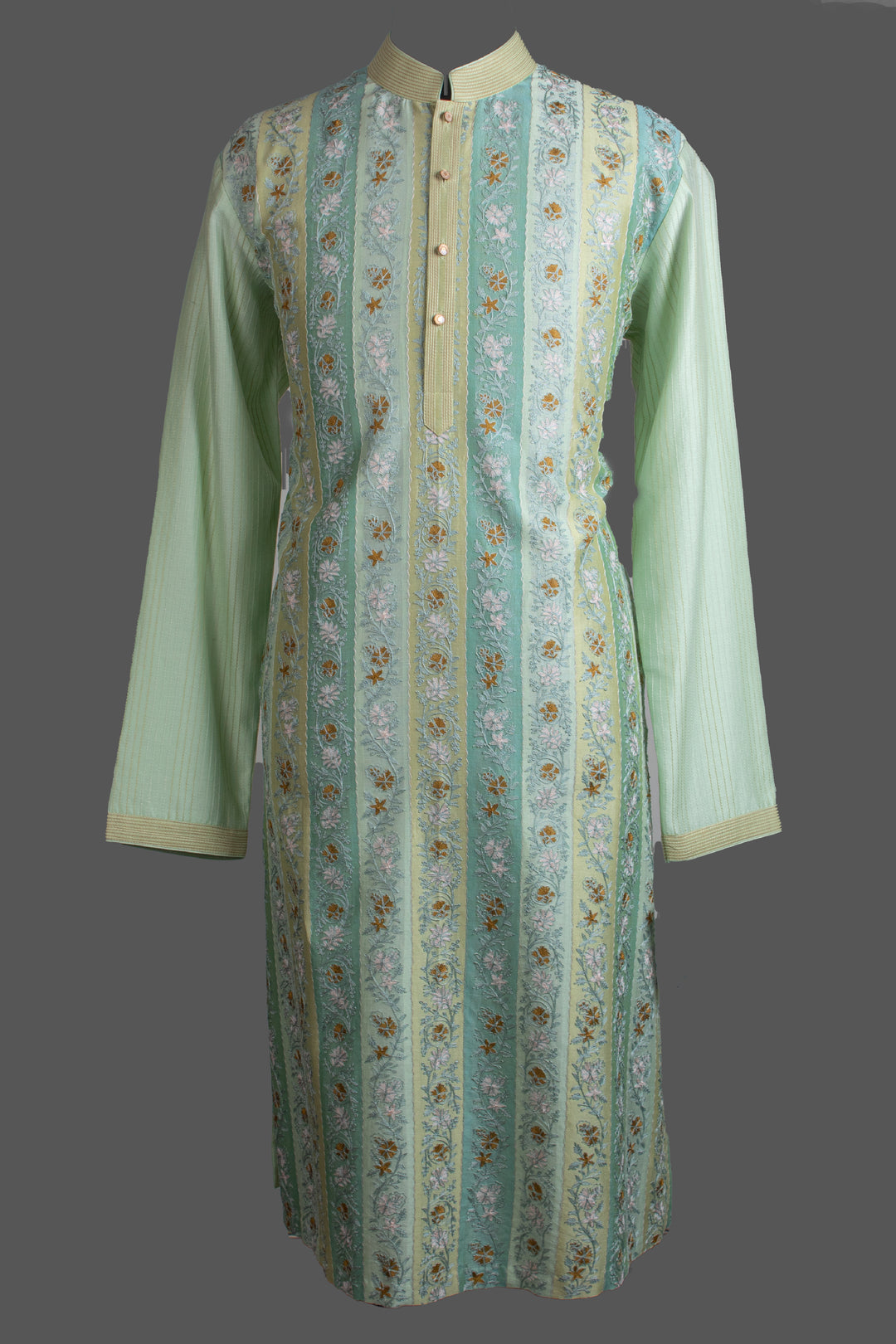 Navy Blue Chanderi Kurta for Men | Jaal Embroidered Designer Kurta | Luxury Wedding & Festive Wear
