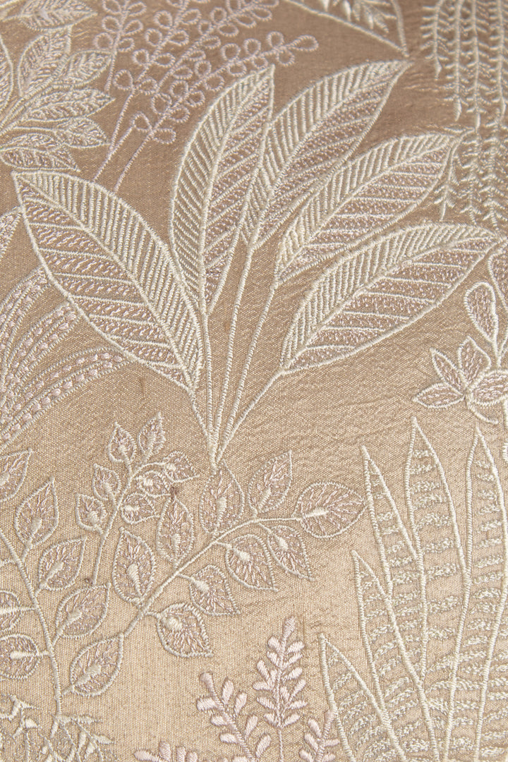 Beige Silk Bundi for Men | Heavy Leaf Jaal Embroidered Nehru Jacket | Luxury Wedding & Festive Wear
