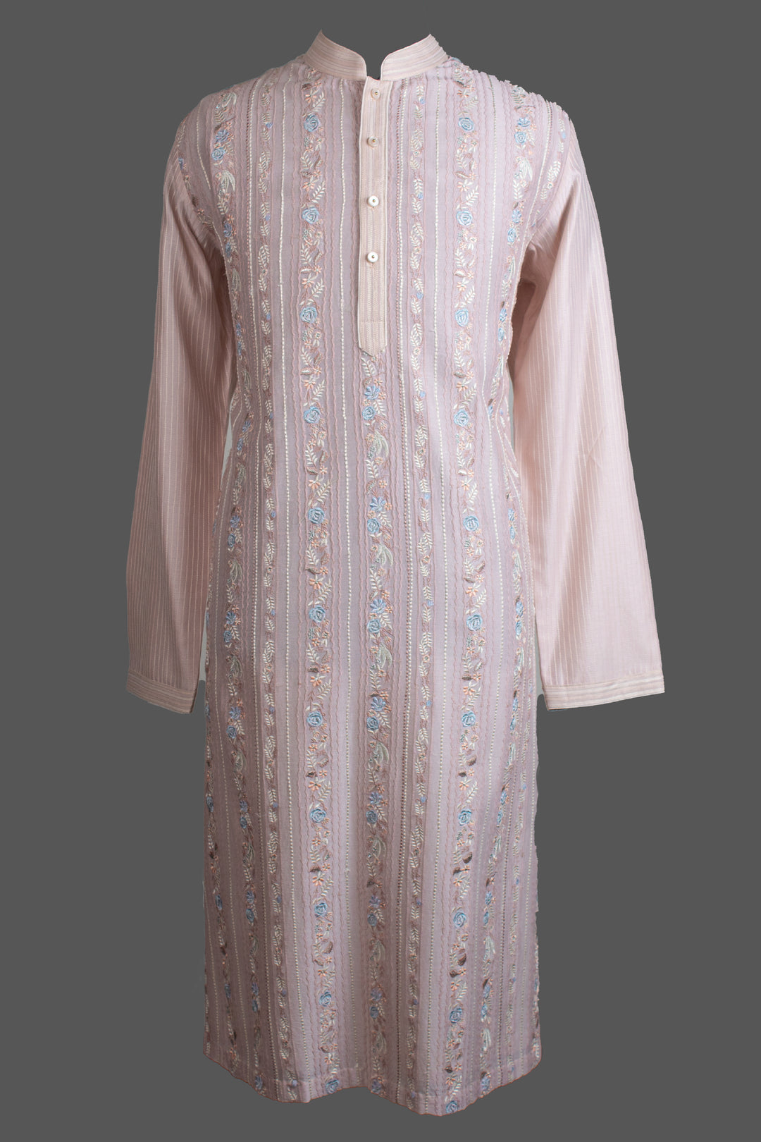 Peach Chanderi Kurta for Men | Machine Embroidered Designer Kurta | Wedding & Festive Wear