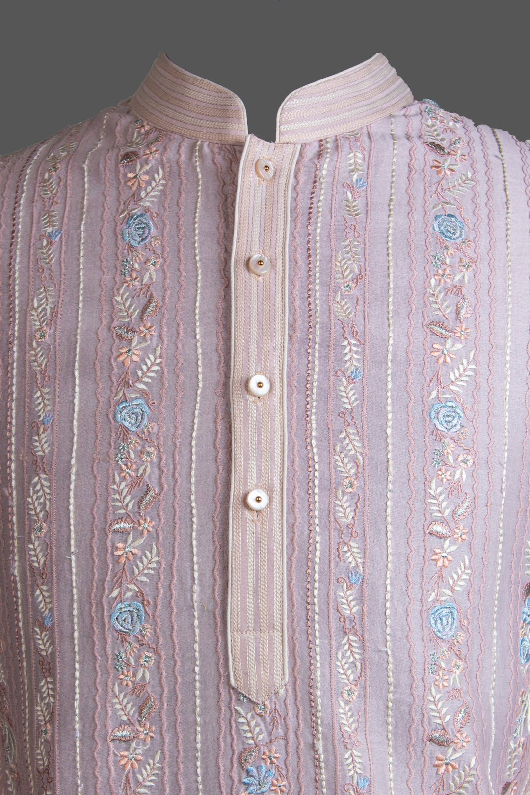 Peach Chanderi Kurta for Men | Machine Embroidered Designer Kurta | Wedding & Festive Wear