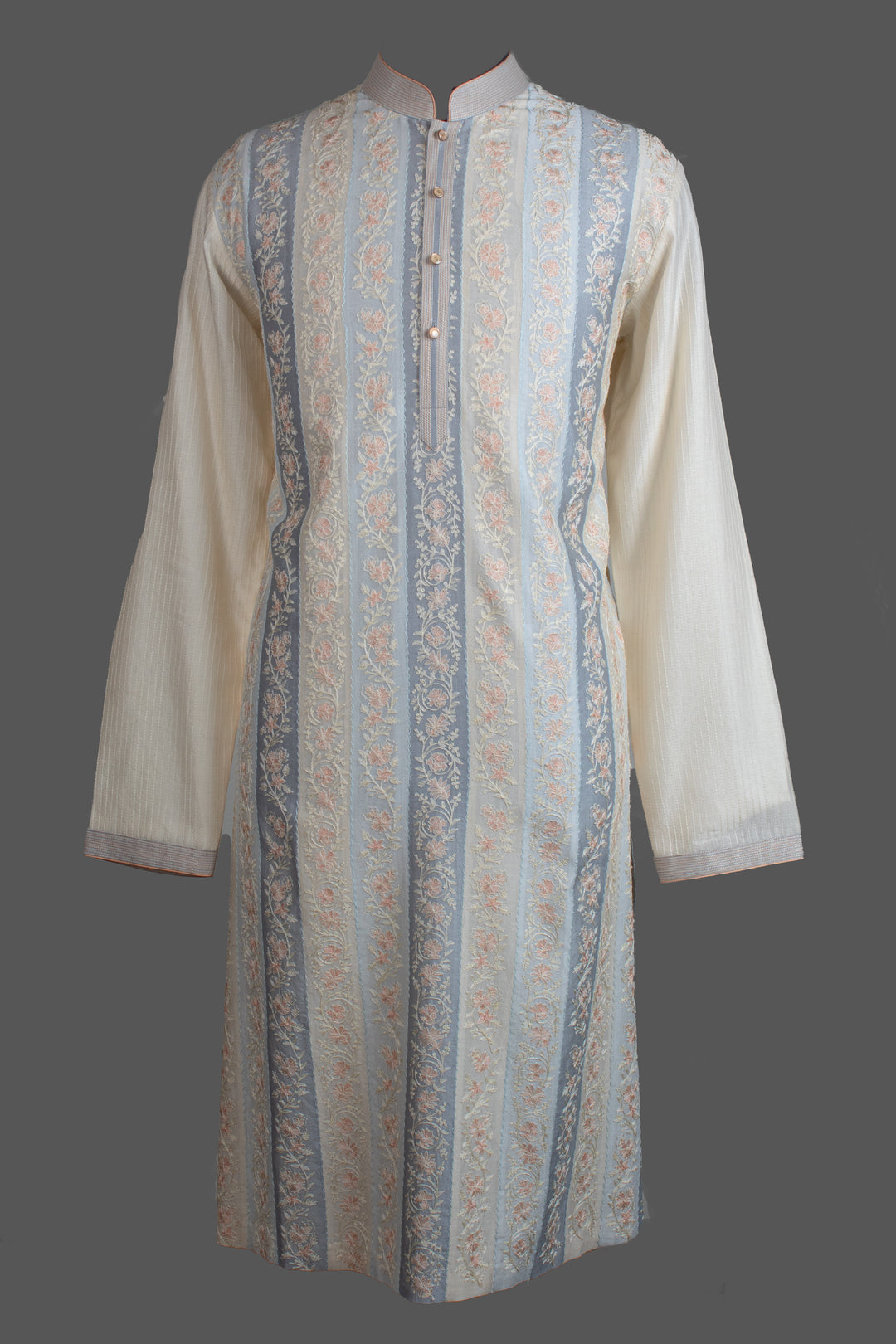 Multicolour Chanderi Kurta for Men | Aari Embroidered Designer Kurta | Wedding & Festive Wear