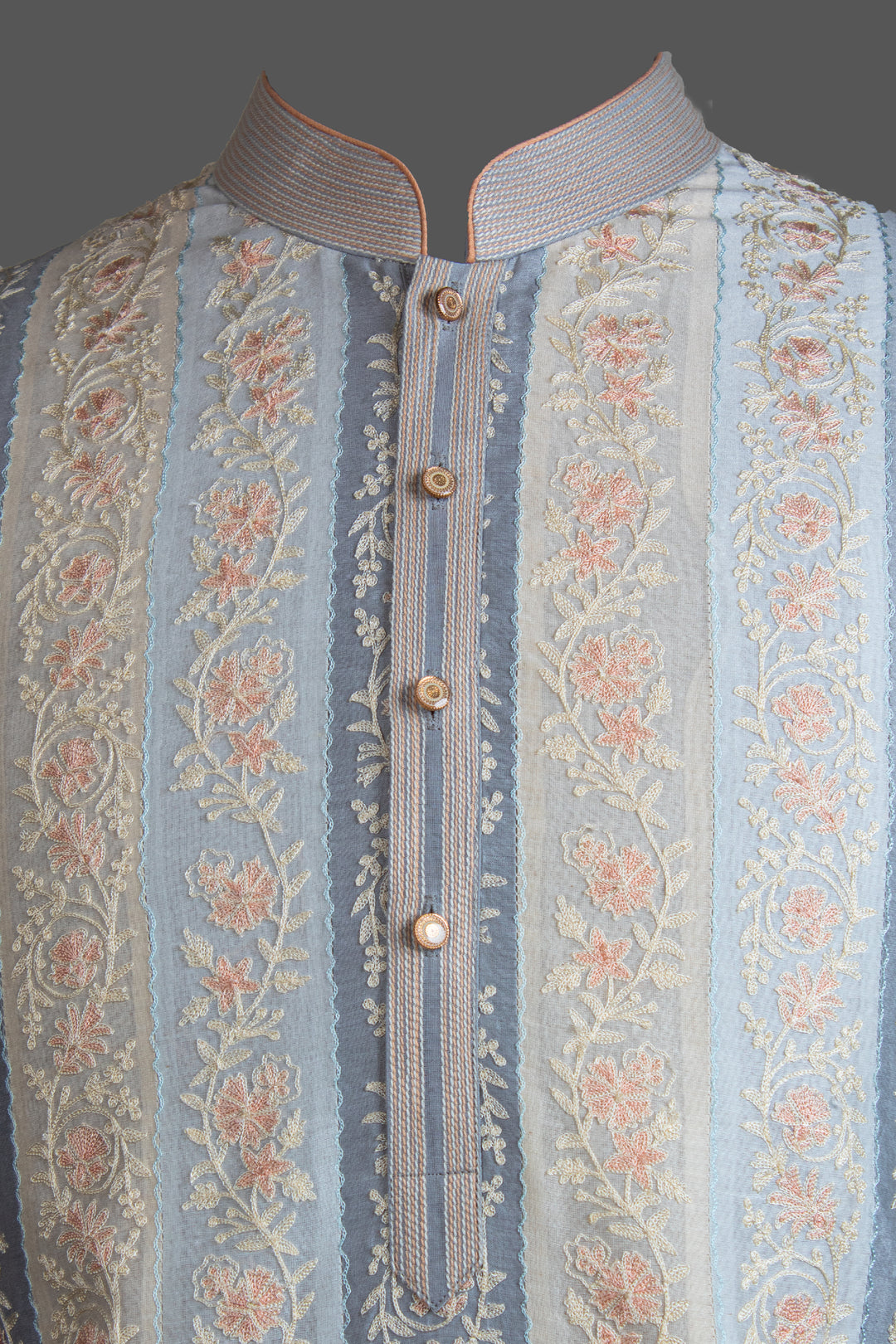 Multicolour Chanderi Kurta for Men | Aari Embroidered Designer Kurta | Wedding & Festive Wear