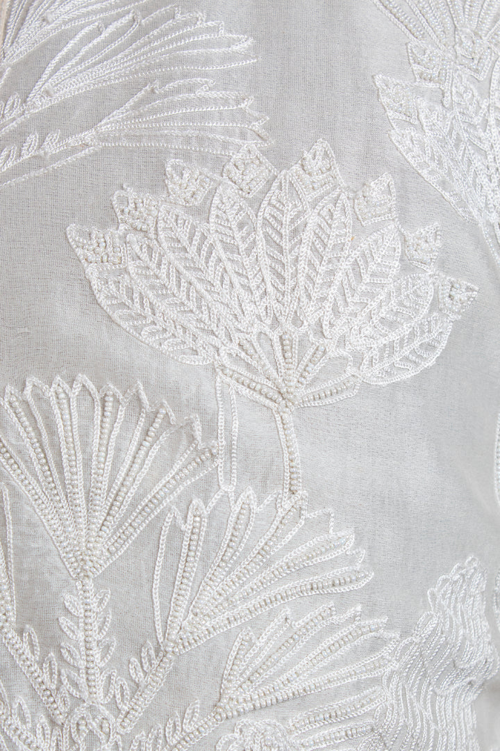 Off-White Chanderi Kurta for Men | Aari & Hand Embroidered Designer Kurta | Luxury Wedding & Festive Wear