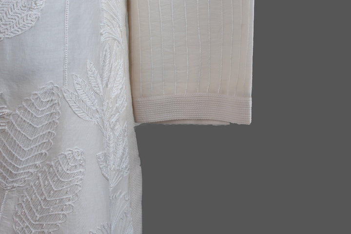 Off-White Chanderi Kurta for Men | Aari & Hand Embroidered Designer Kurta | Luxury Wedding & Festive Wear