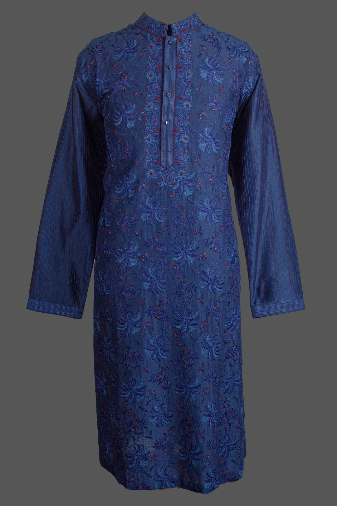 Navy Blue Chanderi Kurta for Men | Jaal Embroidered Designer Kurta | Premium Wedding & Festive Wear