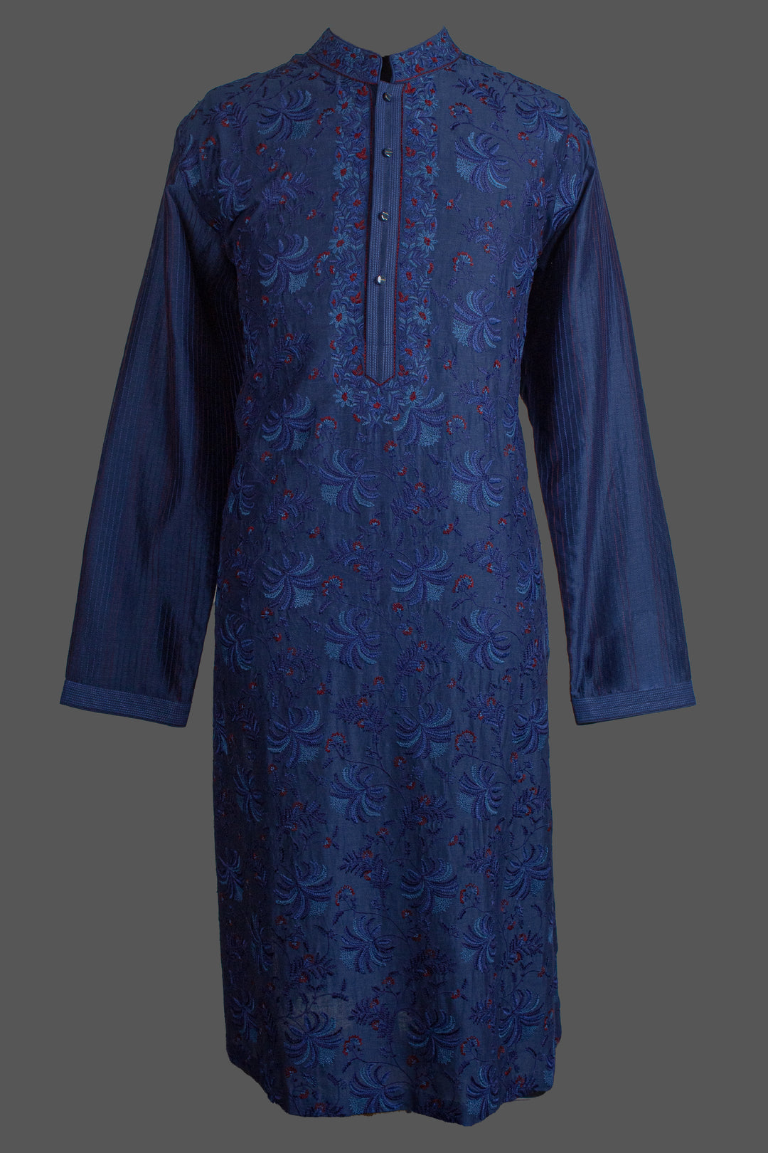 Navy Blue Chanderi Kurta for Men | Jaal Embroidered Designer Kurta | Luxury Wedding & Festive Wear