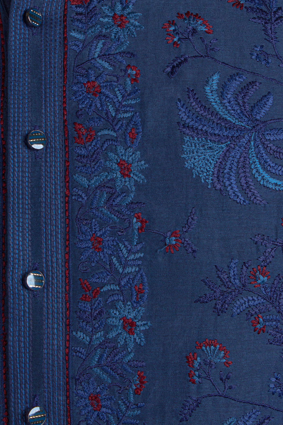Navy Blue Chanderi Kurta for Men | Jaal Embroidered Designer Kurta | Premium Wedding & Festive Wear