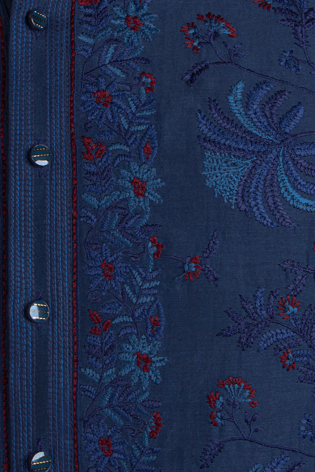 Navy Blue Chanderi Kurta for Men | Jaal Embroidered Designer Kurta | Luxury Wedding & Festive Wear