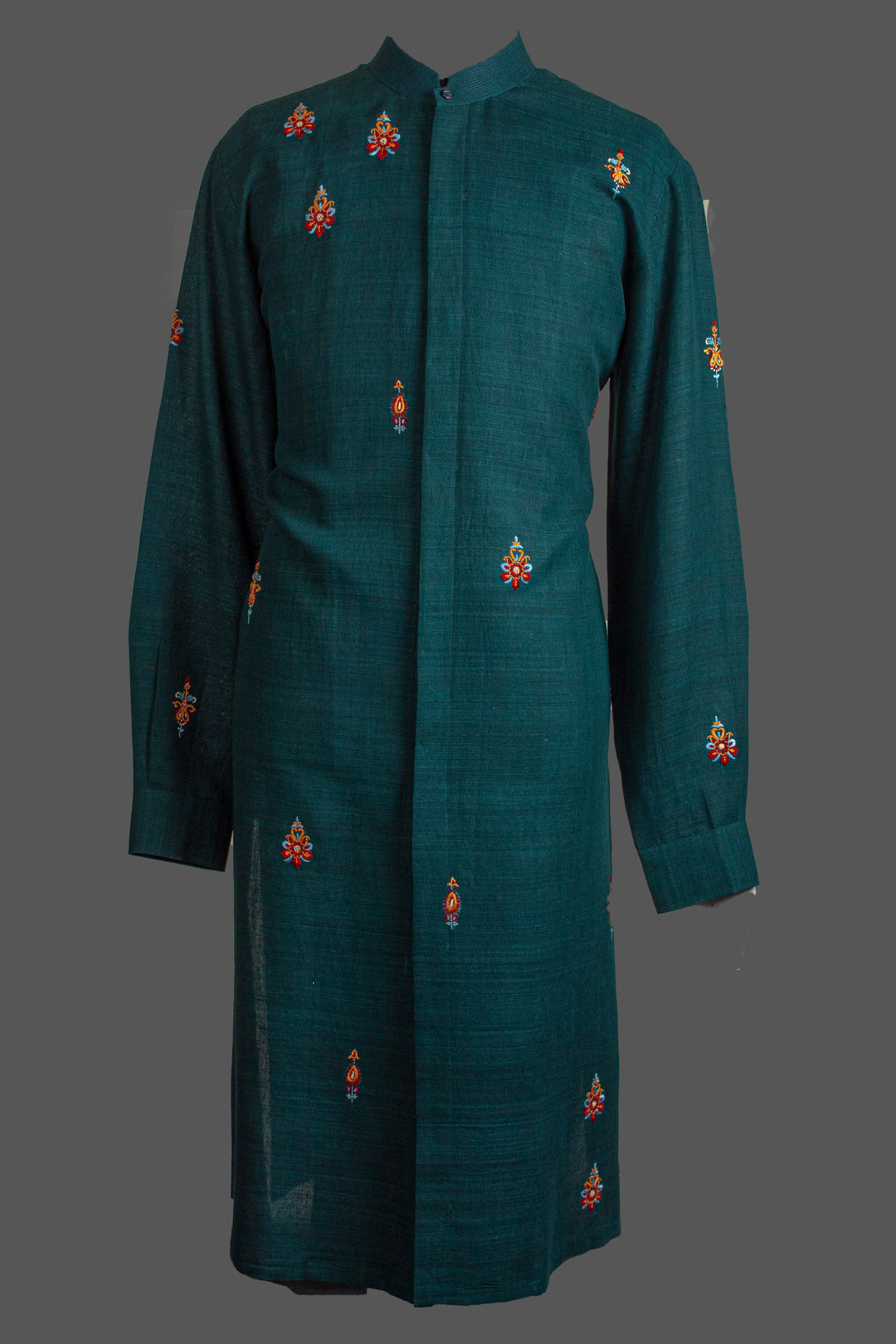 Green Matka Silk Kurta for Men | Hand Embroidered Booti Kurta | Luxury Wedding & Festive Wear