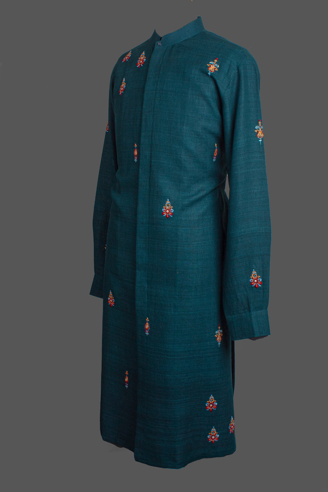 Green Matka Silk Kurta for Men | Hand Embroidered Booti Kurta | Luxury Wedding & Festive Wear