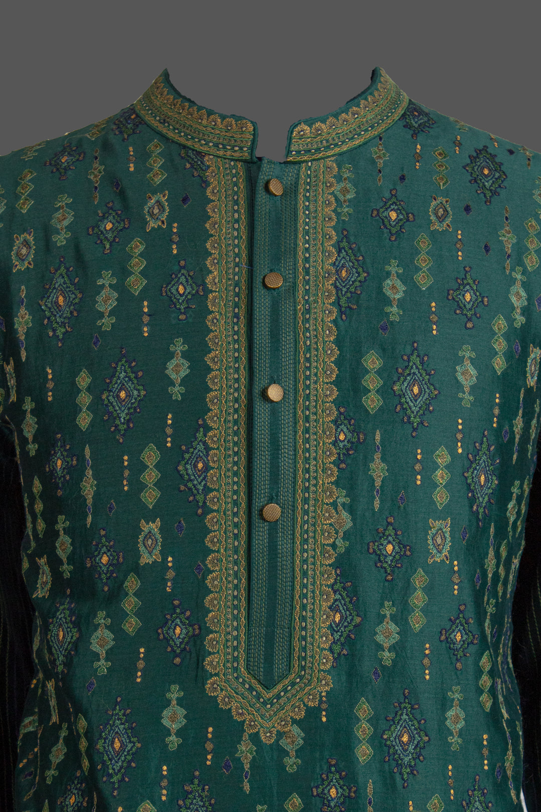 Green Chanderi Kurta for Men | Booti Embroidered Designer Kurta | Luxury Wedding & Festive Wear