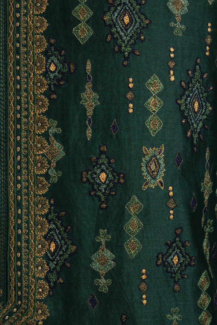 Green Chanderi Kurta for Men | Booti Embroidered Designer Kurta | Luxury Wedding & Festive Wear
