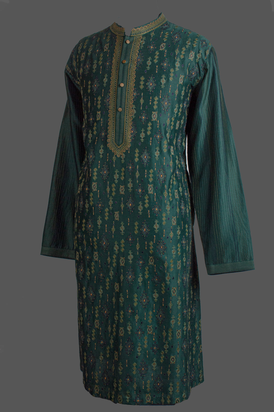 Green Chanderi Kurta for Men | Booti Embroidered Designer Kurta | Luxury Wedding & Festive Wear