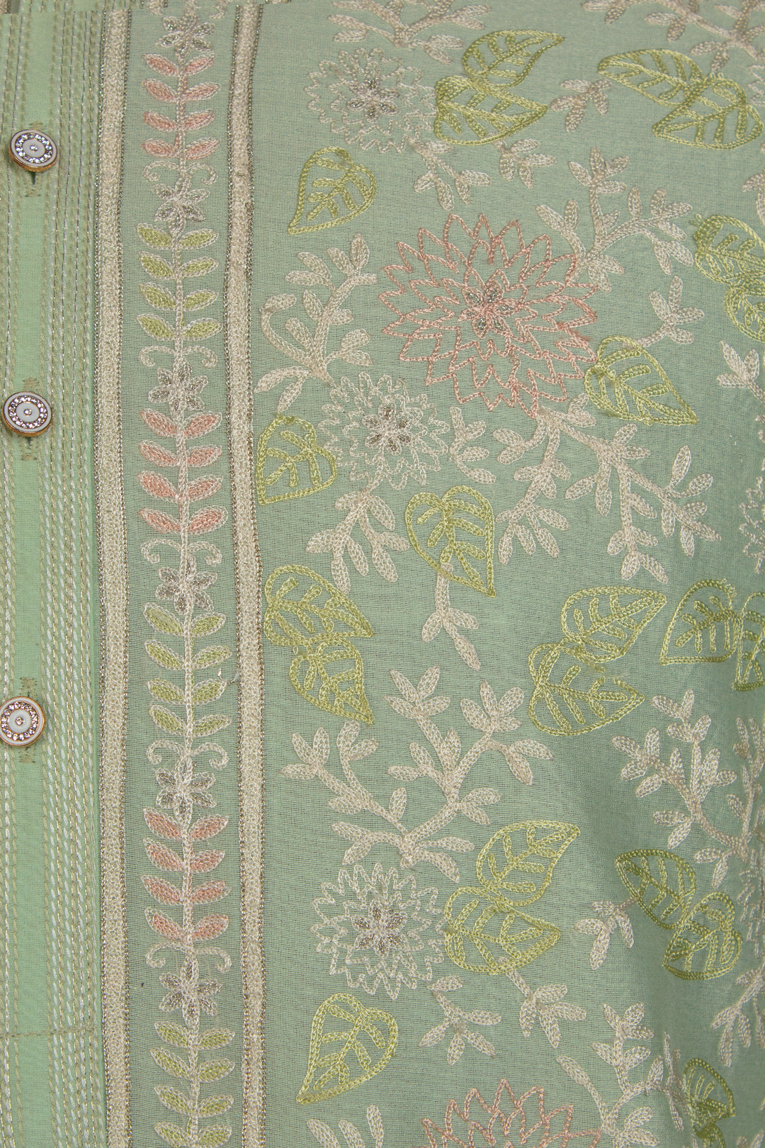Mint Green Chanderi Kurta for Men | Aari Jaal Embroidered Designer Kurta | Wedding & Festive Wear