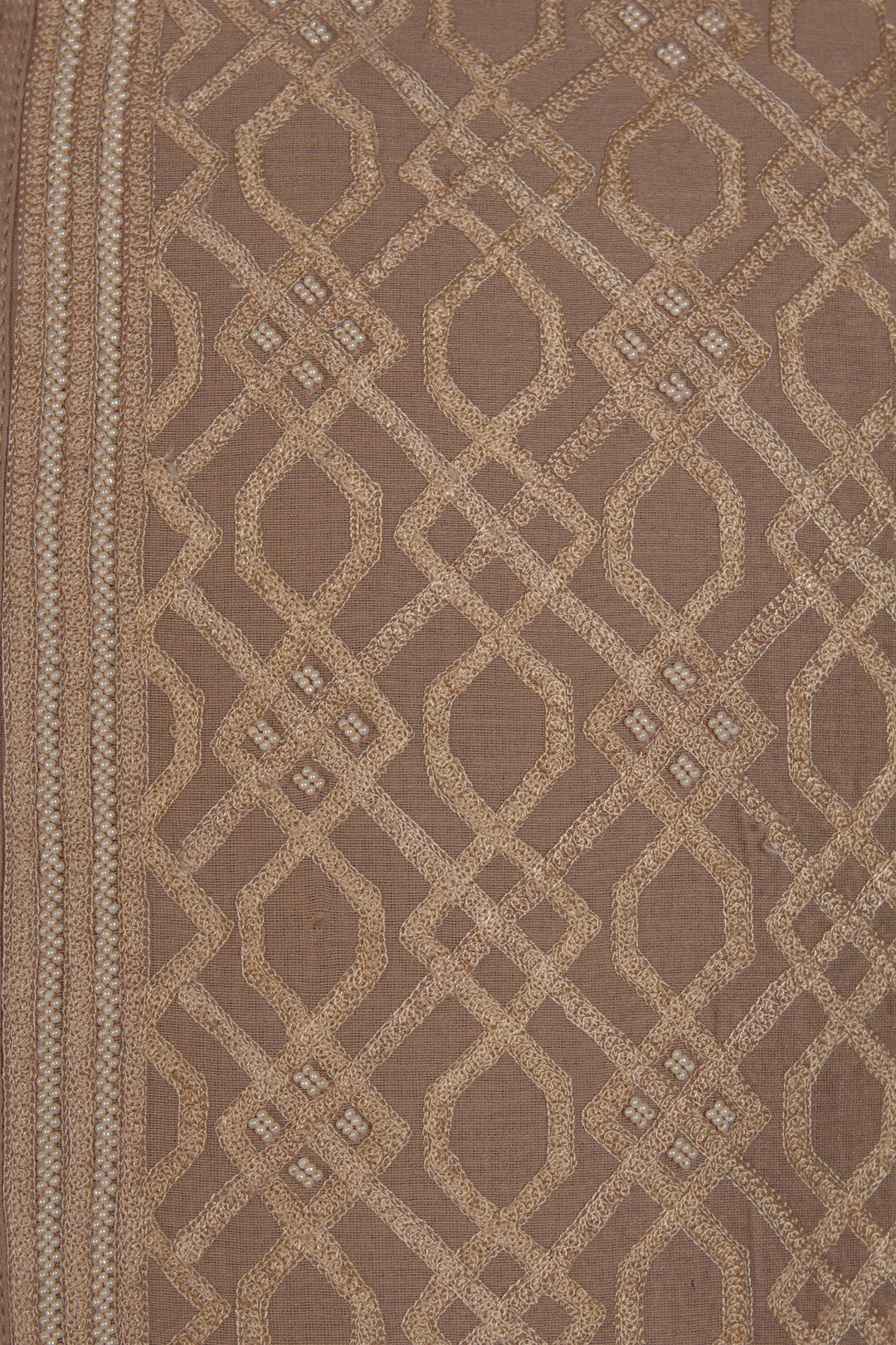 Beige Chanderi Kurta for Men | Geometric Jaal Embroidered Designer Kurta | Wedding & Festive Wear