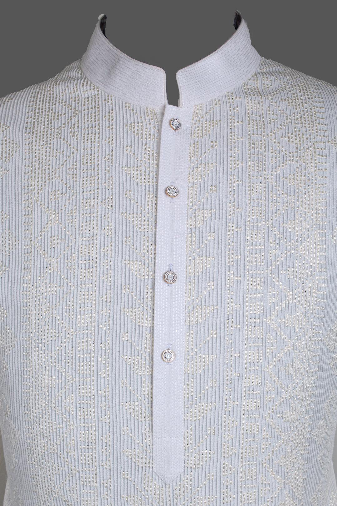 Off-White Cotton Silk Kurta for Men | Pintuck Machine Embroidered Kurta | Premium Wedding & Festive Wear