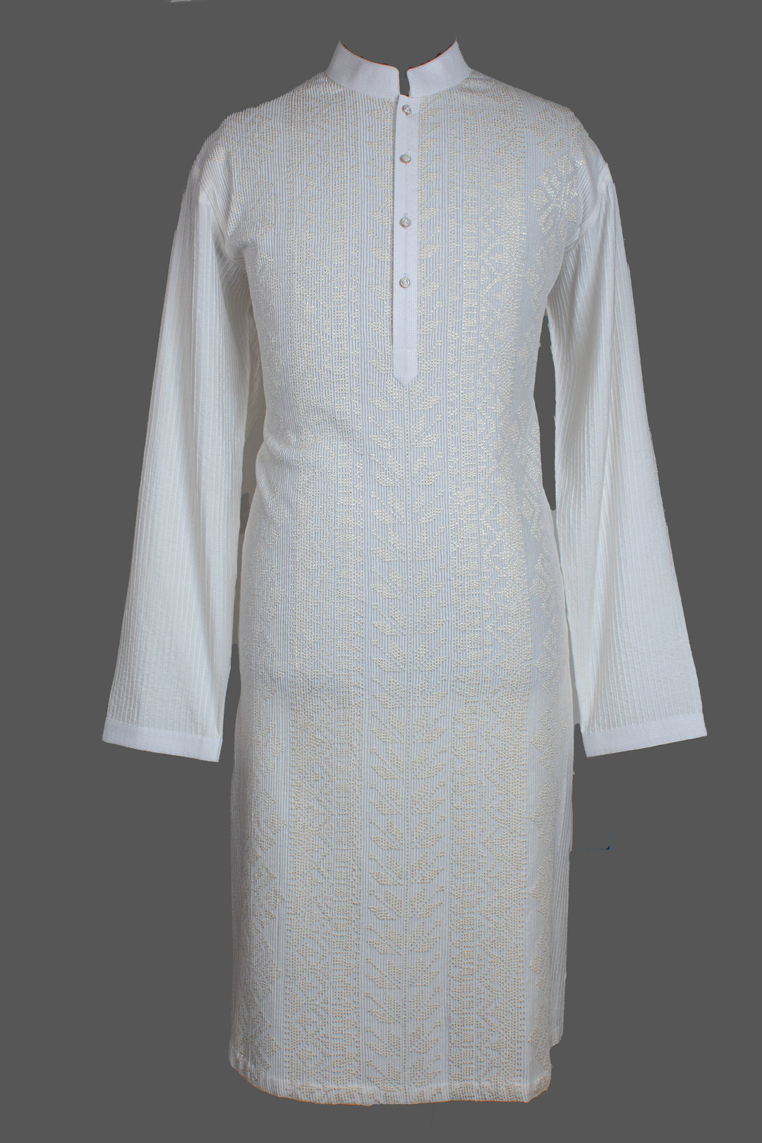 Off-White Cotton Silk Kurta for Men | Pintuck Machine Embroidered Kurta | Premium Wedding & Festive Wear