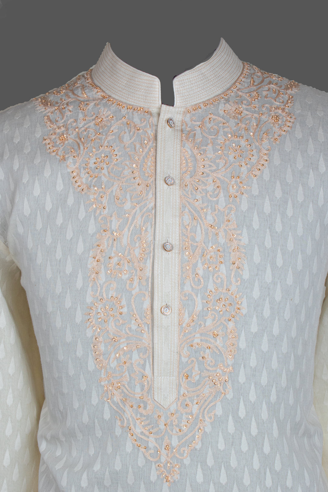 Cream Banarasi Silk Kurta for Men | Aari & Hand Embroidered Kurta | Luxury Wedding & Festive Wear