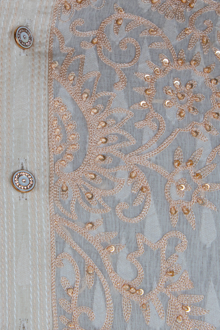Cream Banarasi Silk Kurta for Men | Aari & Hand Embroidered Kurta | Luxury Wedding & Festive Wear
