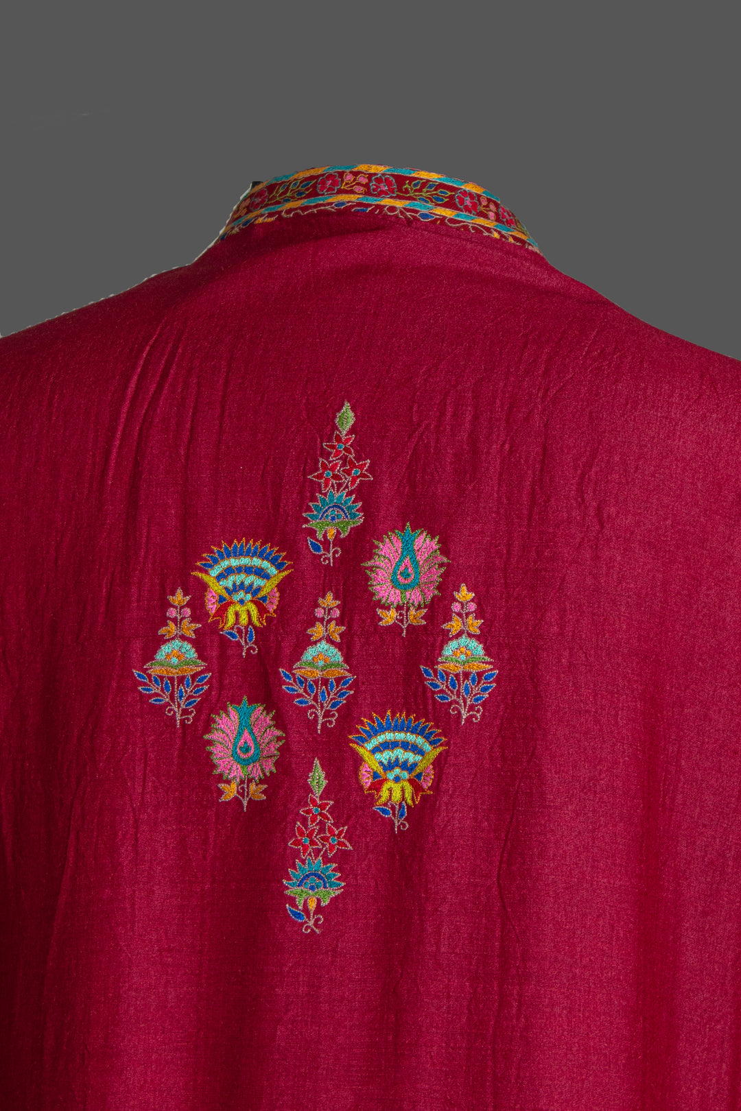 Maroon Moonga Silk Kurta for Men | Hand Kashmiri Embroidered Kurta | Luxury Wedding & Festive Wear