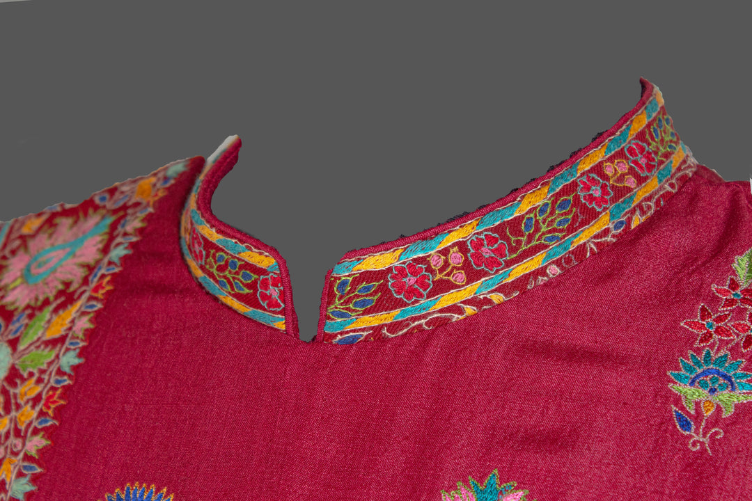Maroon Moonga Silk Kurta for Men | Hand Kashmiri Embroidered Kurta | Luxury Wedding & Festive Wear