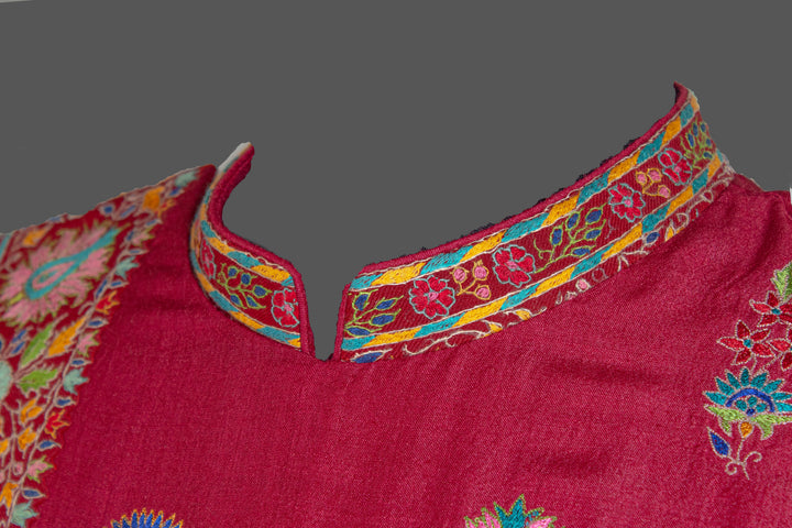 Maroon Moonga Silk Kurta for Men | Hand Kashmiri Embroidered Kurta | Luxury Wedding & Festive Wear