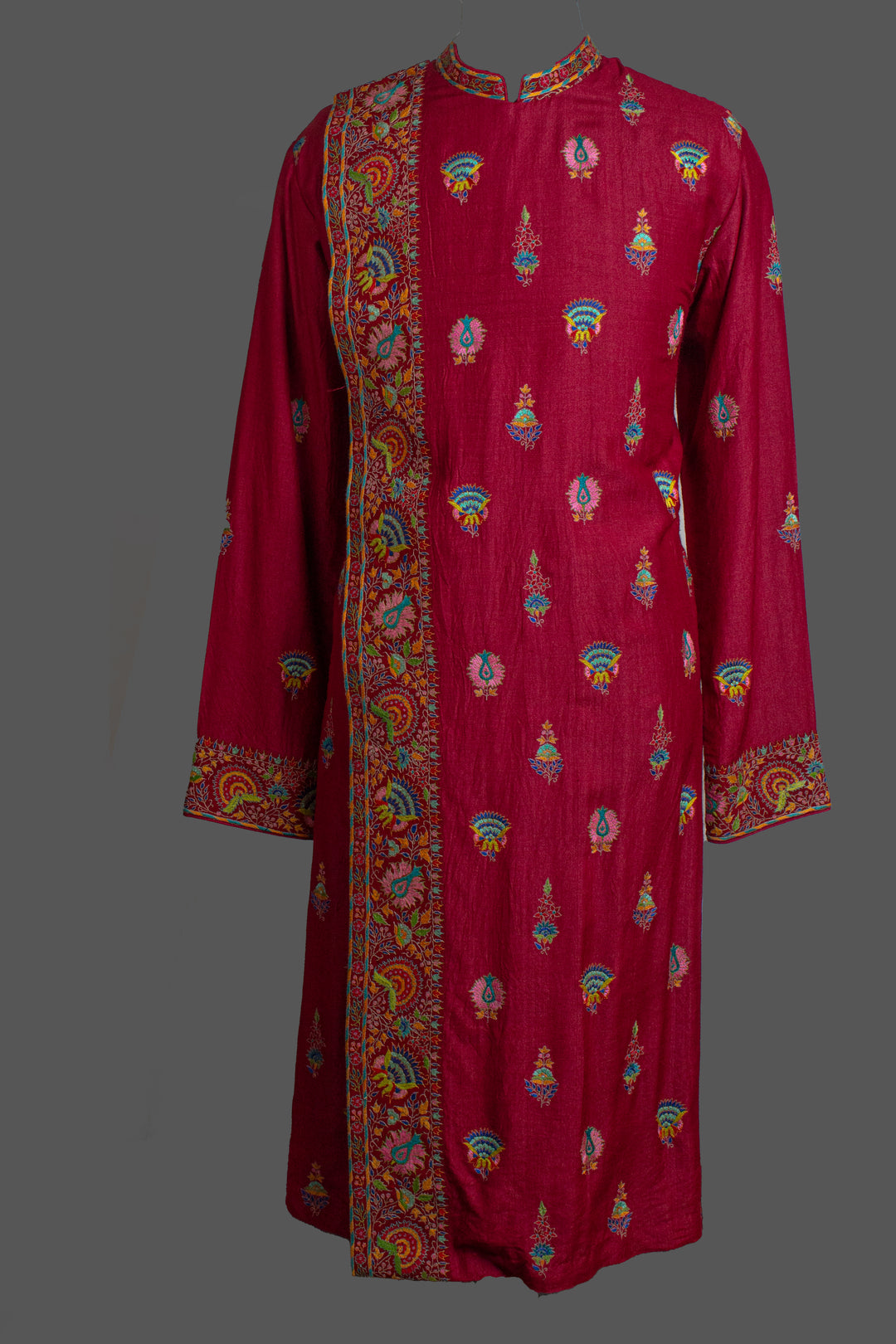 Maroon Moonga Silk Kurta for Men | Hand Kashmiri Embroidered Kurta | Luxury Wedding & Festive Wear