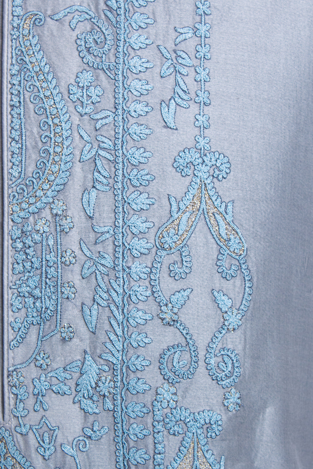 Sky Blue Chanderi Kurta for Men | Dori Embroidered Designer Kurta | Wedding & Festive Wear