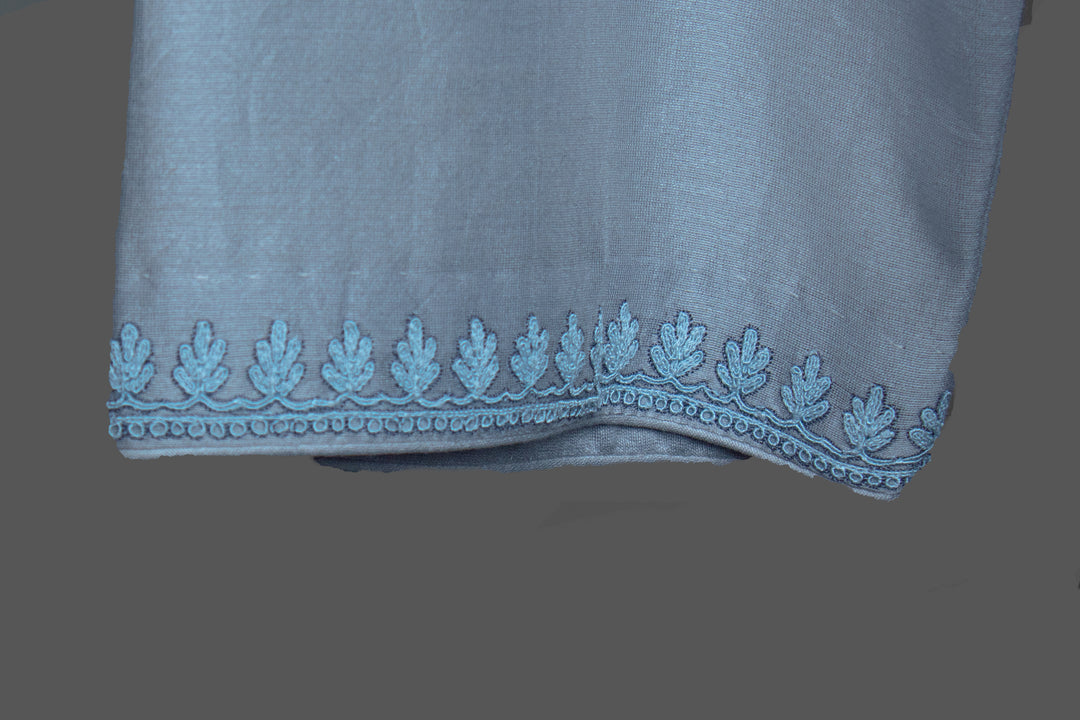 Sky Blue Chanderi Kurta for Men | Dori Embroidered Designer Kurta | Wedding & Festive Wear