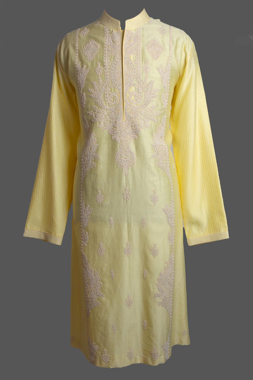 Yellow Chanderi Kurta for Men | Dori Embroidered Booti Kurta | Haldi, Wedding & Festive Wear