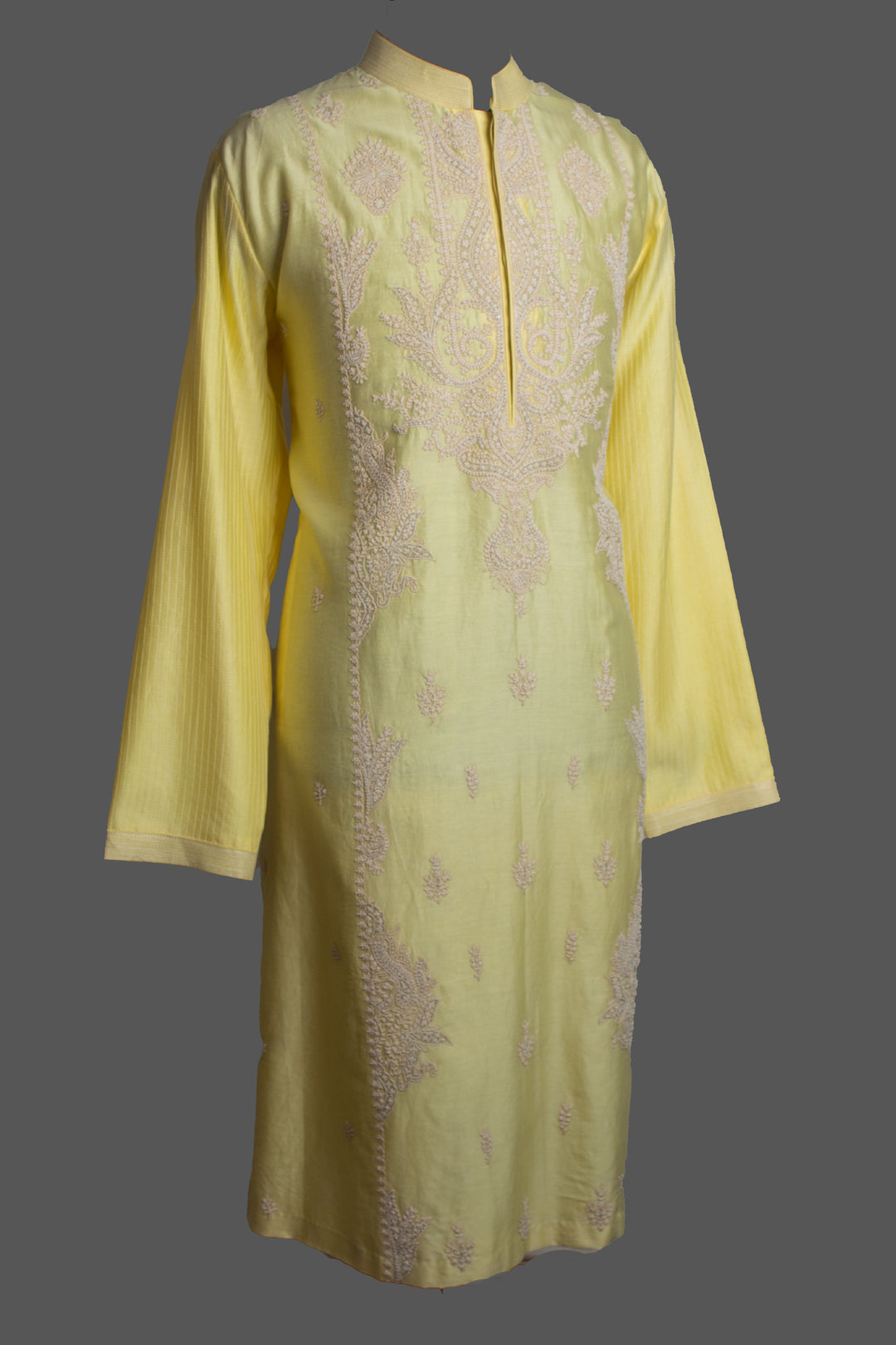 Yellow Chanderi Kurta for Men | Dori Embroidered Booti Kurta | Haldi, Wedding & Festive Wear