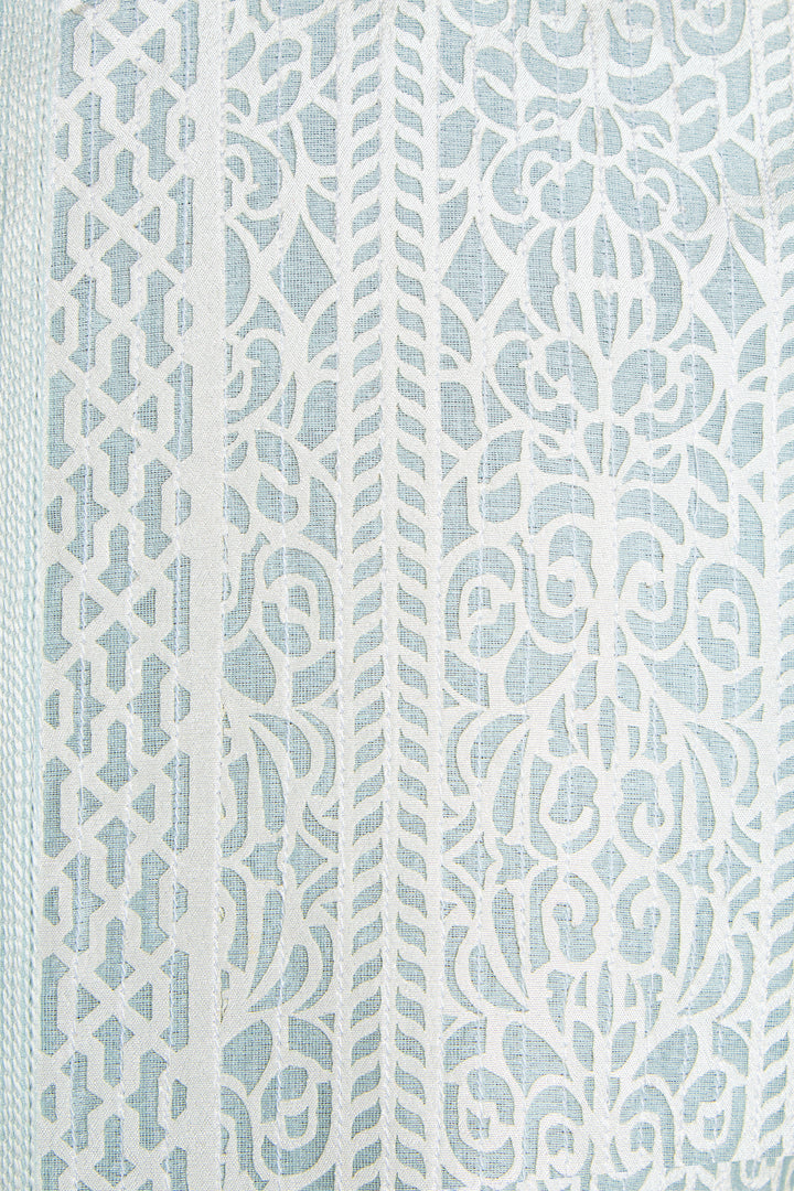 Sky Blue Chanderi Kurta for Men | Laser Cut & Stitchline Designer Kurta | Wedding & Festive Wear