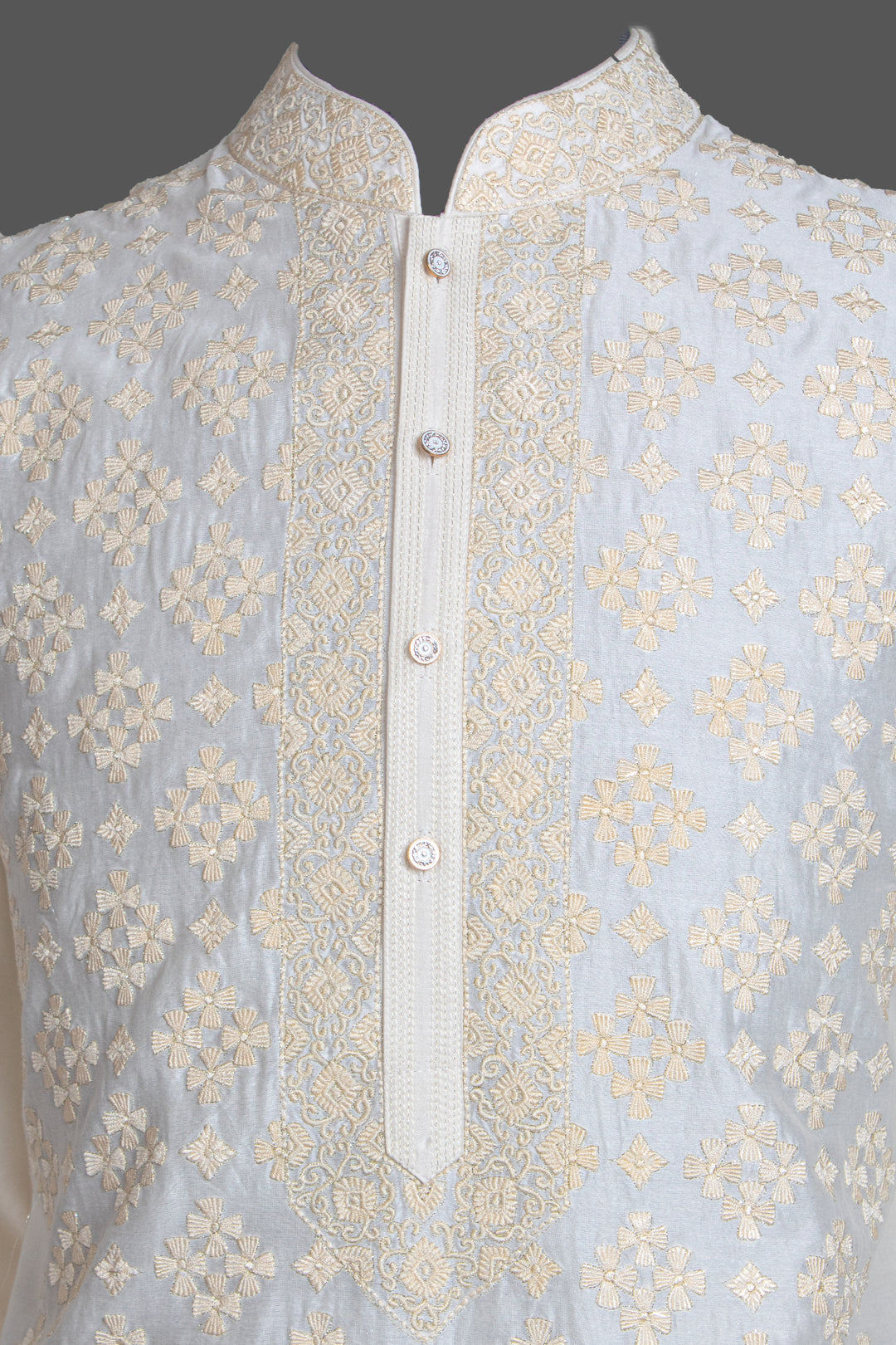 Off-White Chanderi Kurta for Men | Jaal Embroidered Designer Kurta | Luxury Wedding & Festive Wear