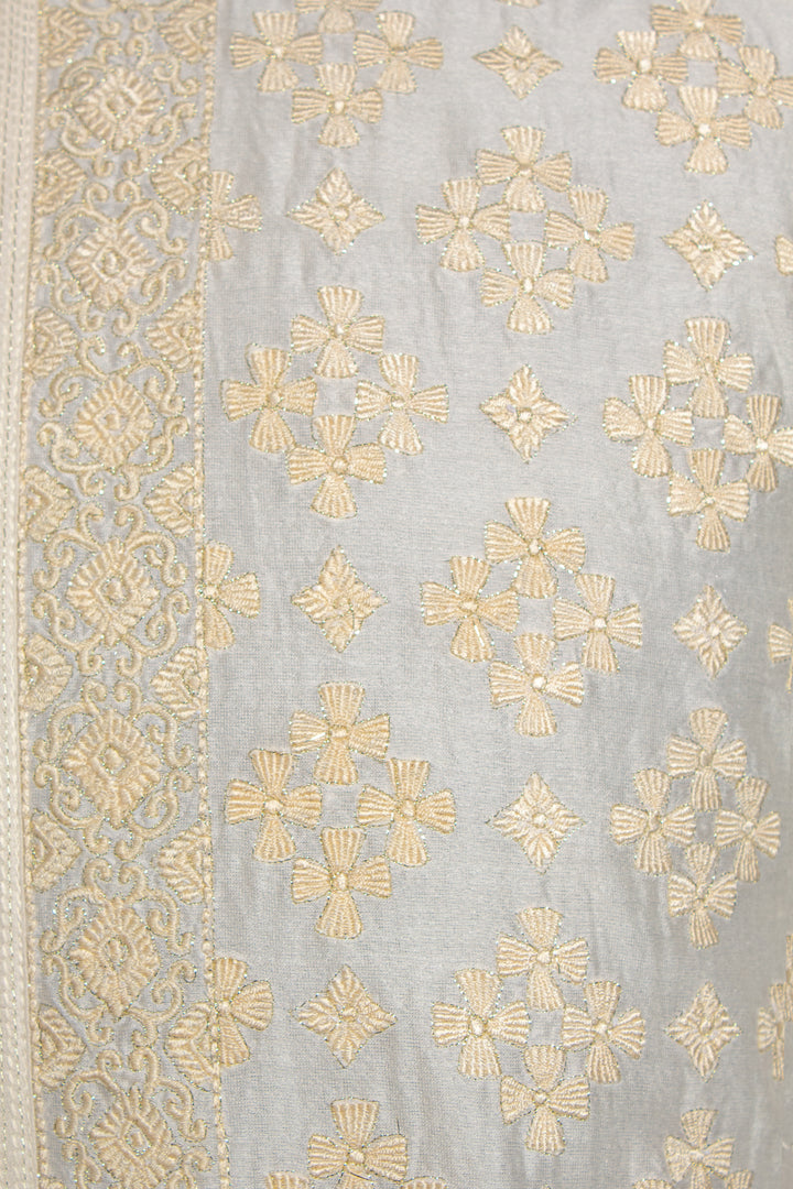 Off-White Chanderi Kurta for Men | Jaal Embroidered Designer Kurta | Luxury Wedding & Festive Wear