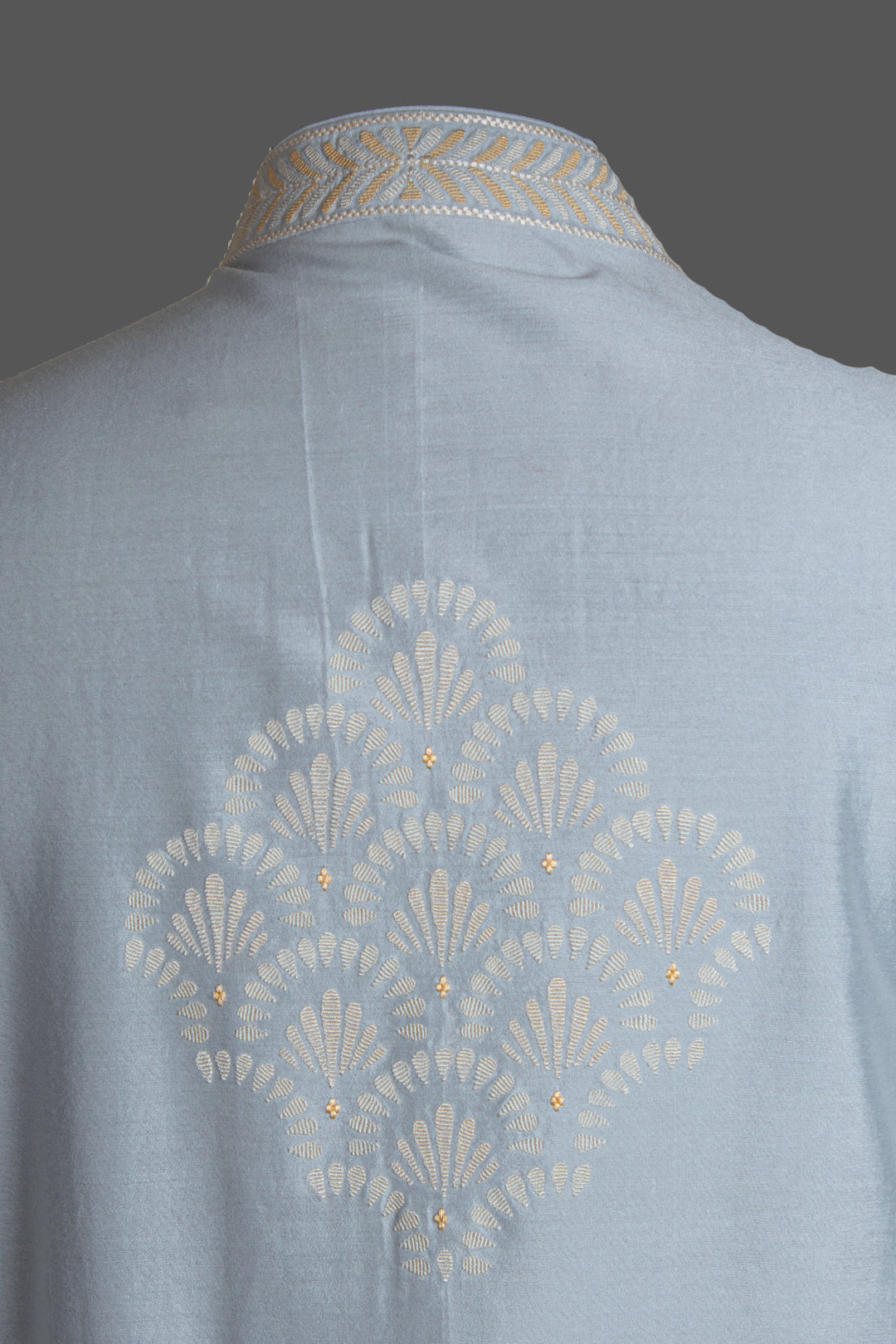 Aqua Chanderi Kurta for Men | Geometric Jaal Embroidered Designer Kurta | Wedding & Festive Wear