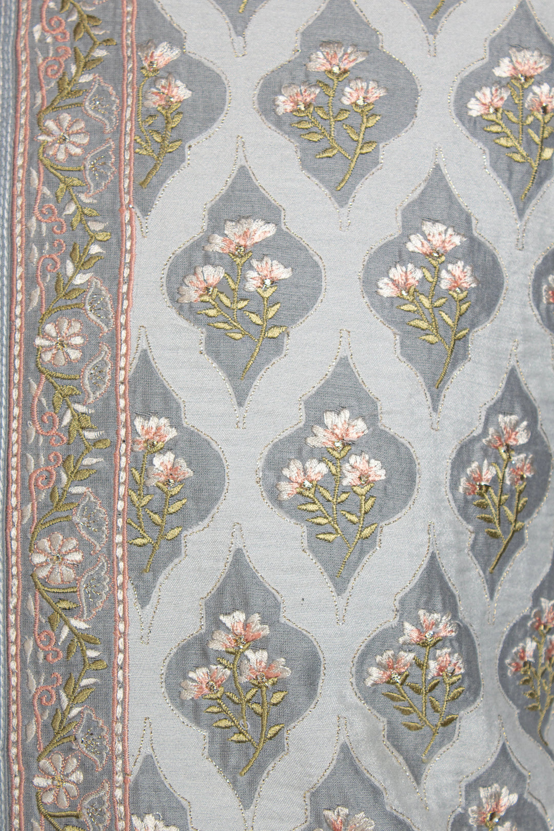 Grey Chanderi Kurta for Men | Jaal Machine Embroidered Designer Kurta | Wedding & Festive Wear