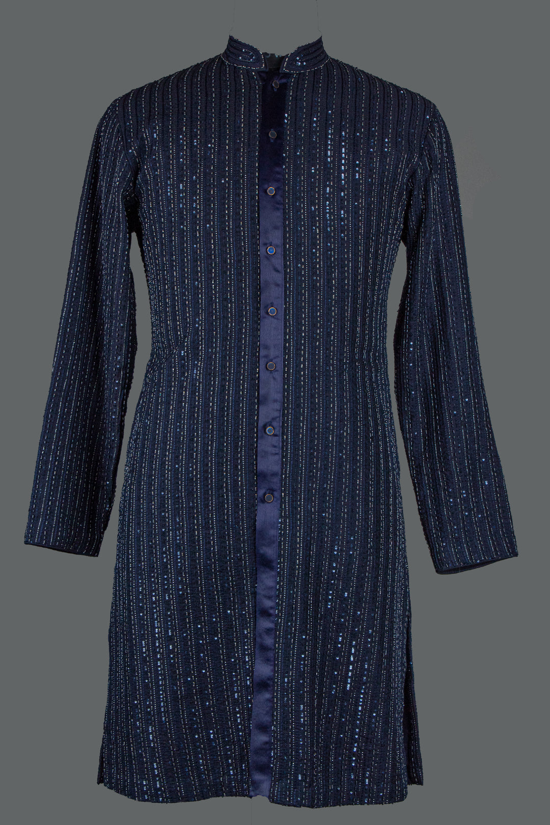 Navy Blue Cotton Silk Kurta Set