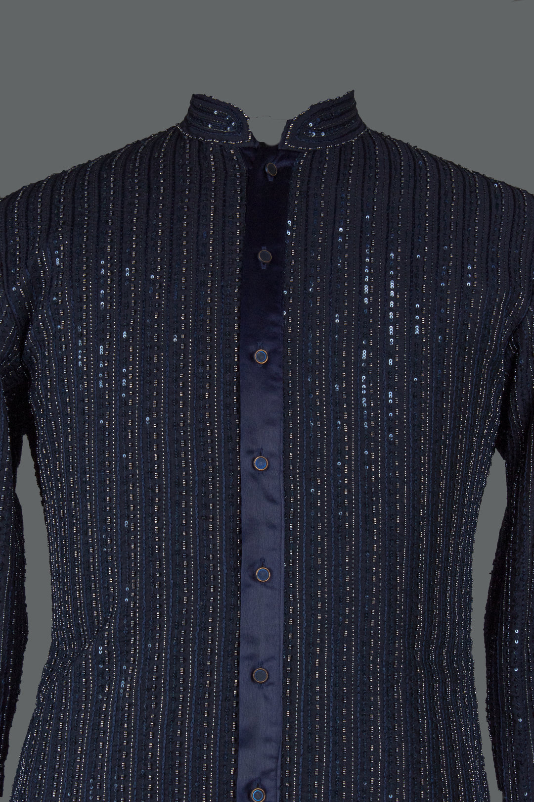 Navy Blue Cotton Silk Kurta Set
